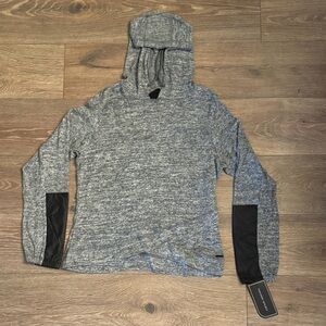 Tahari Sport Gray and Black Hooded Sweater